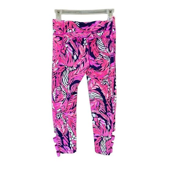 Lilly Pulitzer Womens Pink Tropical Print Luxletic Weekender Cropped Legging - Picture 1 of 10